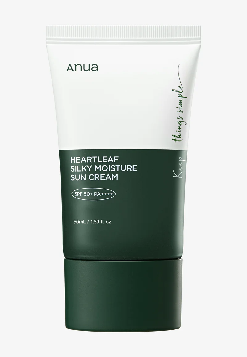 Anua Heartleaf Silky Moisture Sun Cream SPF 50+ PA++++ – واقي شمس أنوا هارتليف المرطب من Anua — 50 مل