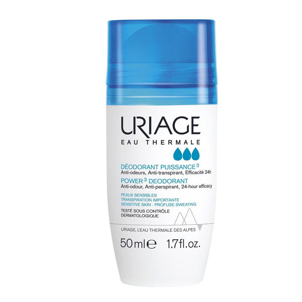 Uriage Power³ Deodorant Roll-on – مزيل عرق رول أون بحماية 24 ساعة من Uriage — 50 مل